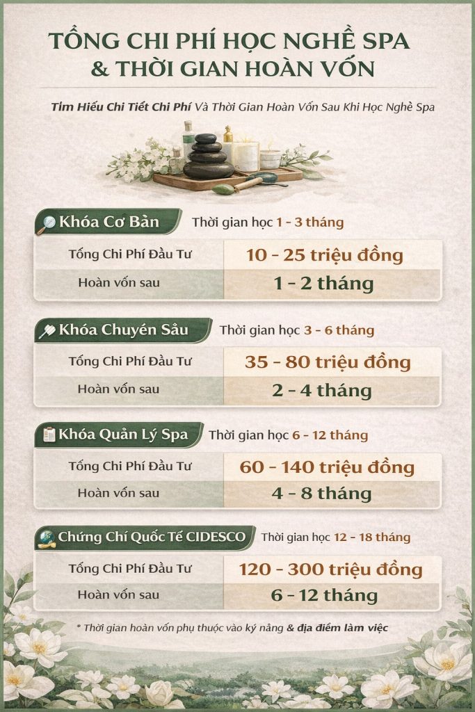chi phi hoc nghe spa