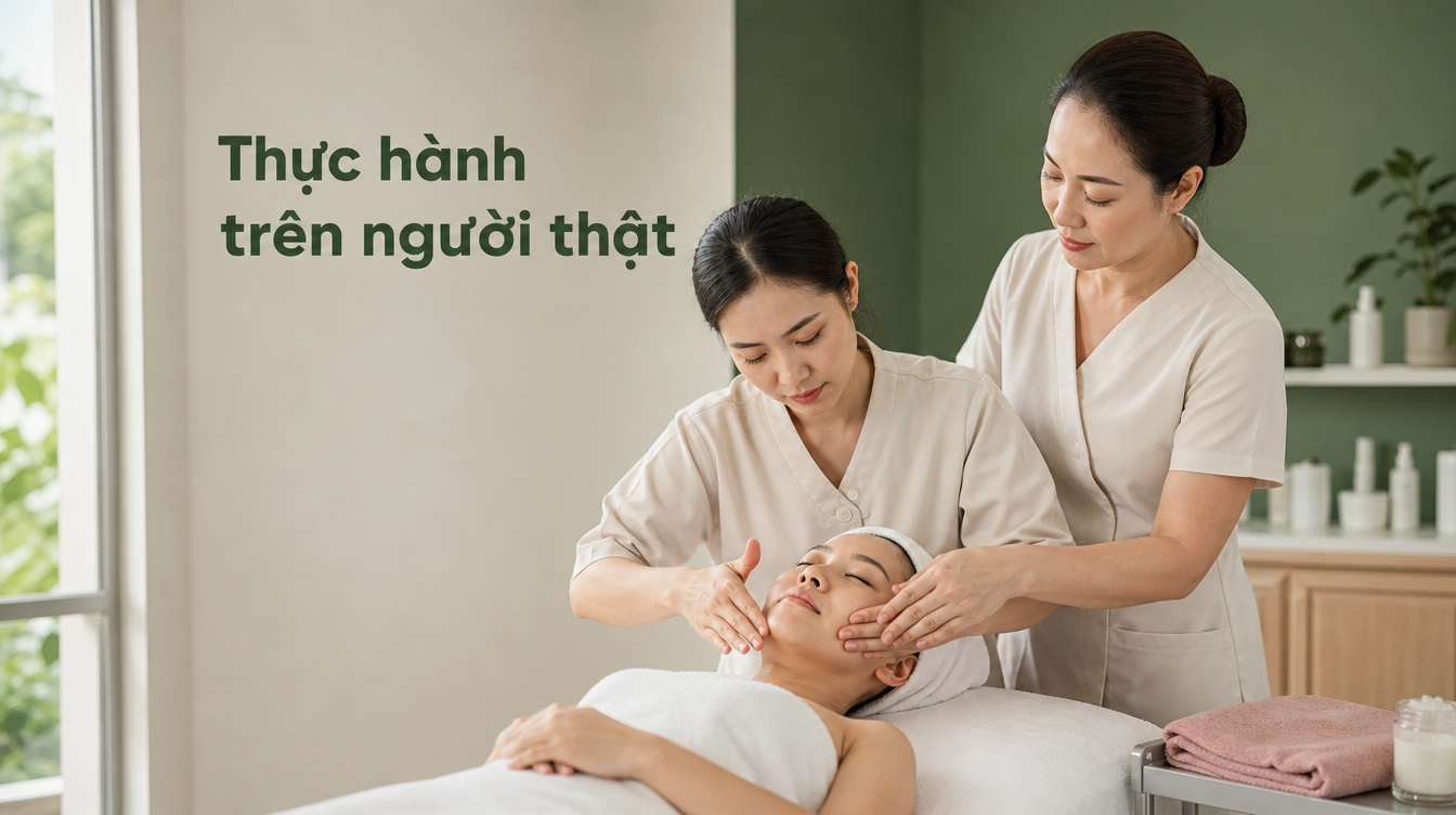 Thực hành trên người thật | dạy nghề spa