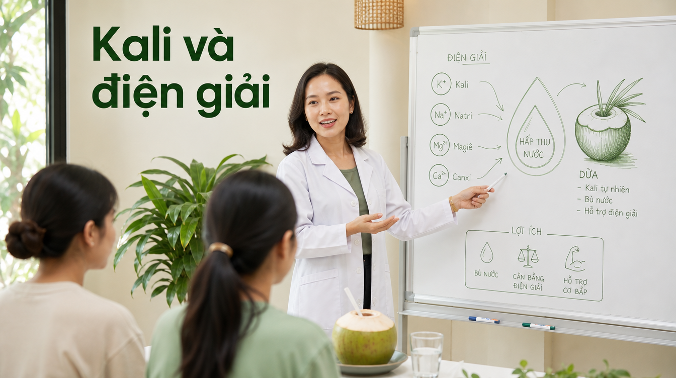 Kali và điện giải | uống nước dừa mỗi ngày có đẹp da không