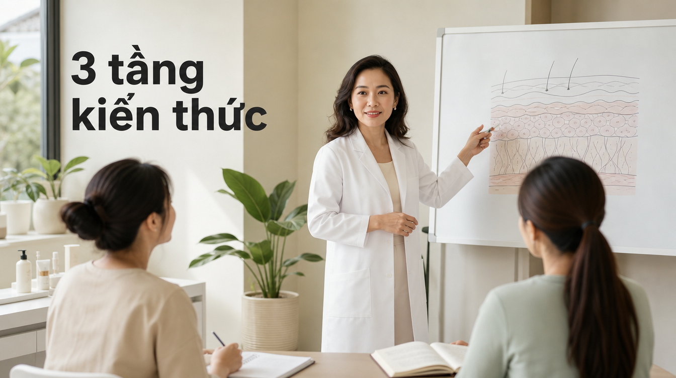 3 tầng kiến thức | học chăm sóc da mặt