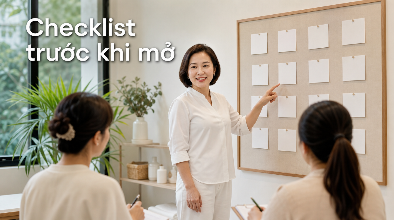 Checklist trước khi mở | kinh nghiệm mở spa nhỏ tại nhà