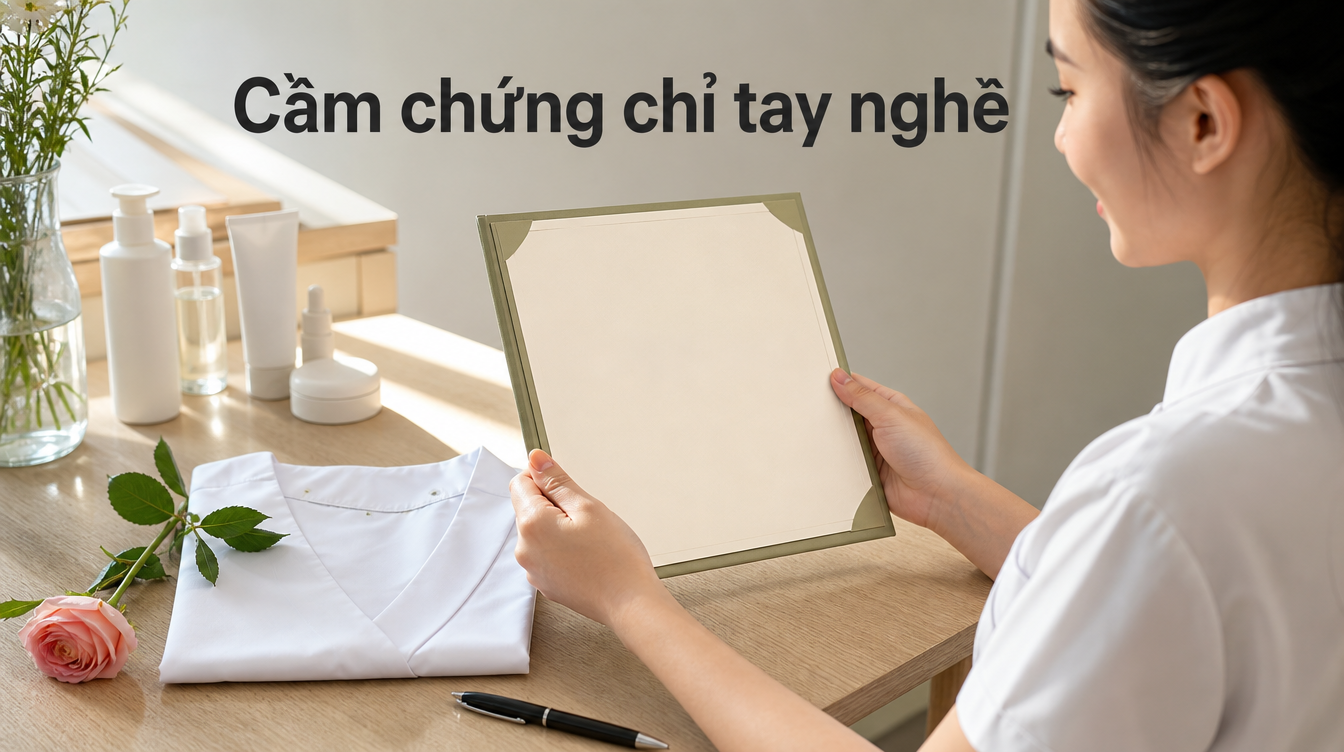 Cầm chứng chỉ tay nghề | học nghề spa