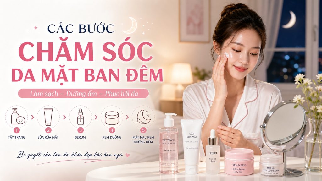 các bước chăm sóc da mặt ban đêm​