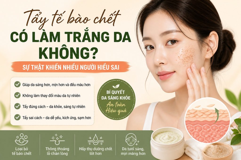 tẩy tế bào chết có làm trắng da không