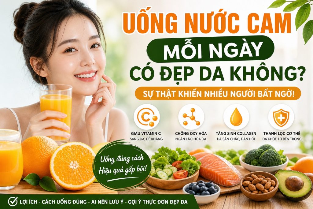 uống nước cam mỗi ngày có đẹp da không