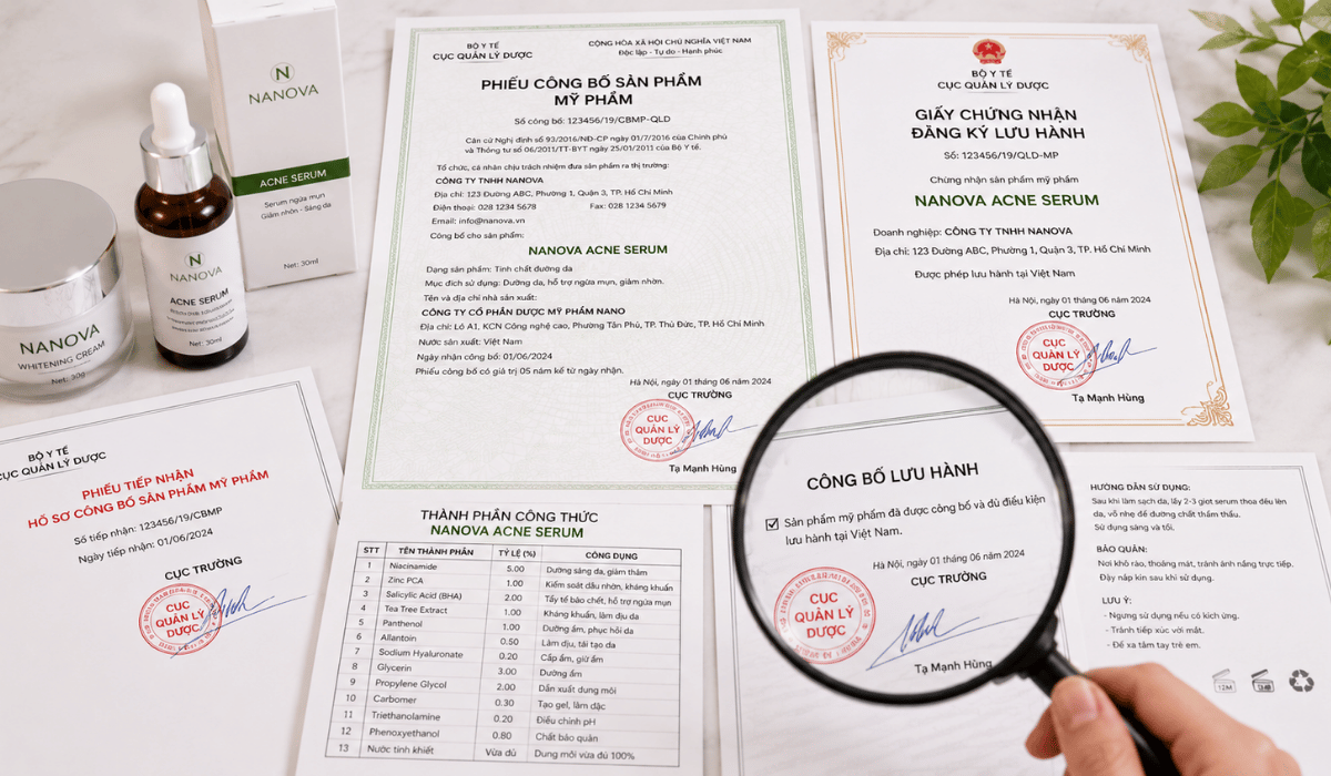 Công bố lưu hành - giấy chứng thực mỹ phẩm hợp pháp