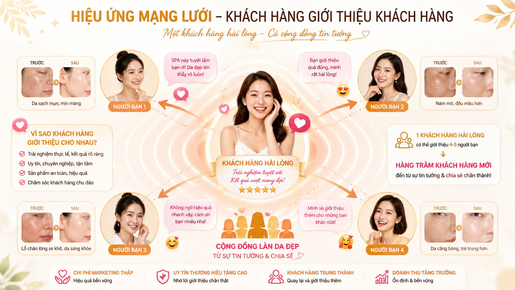 Word of mouth - khách hàng tự giới thiệu spa